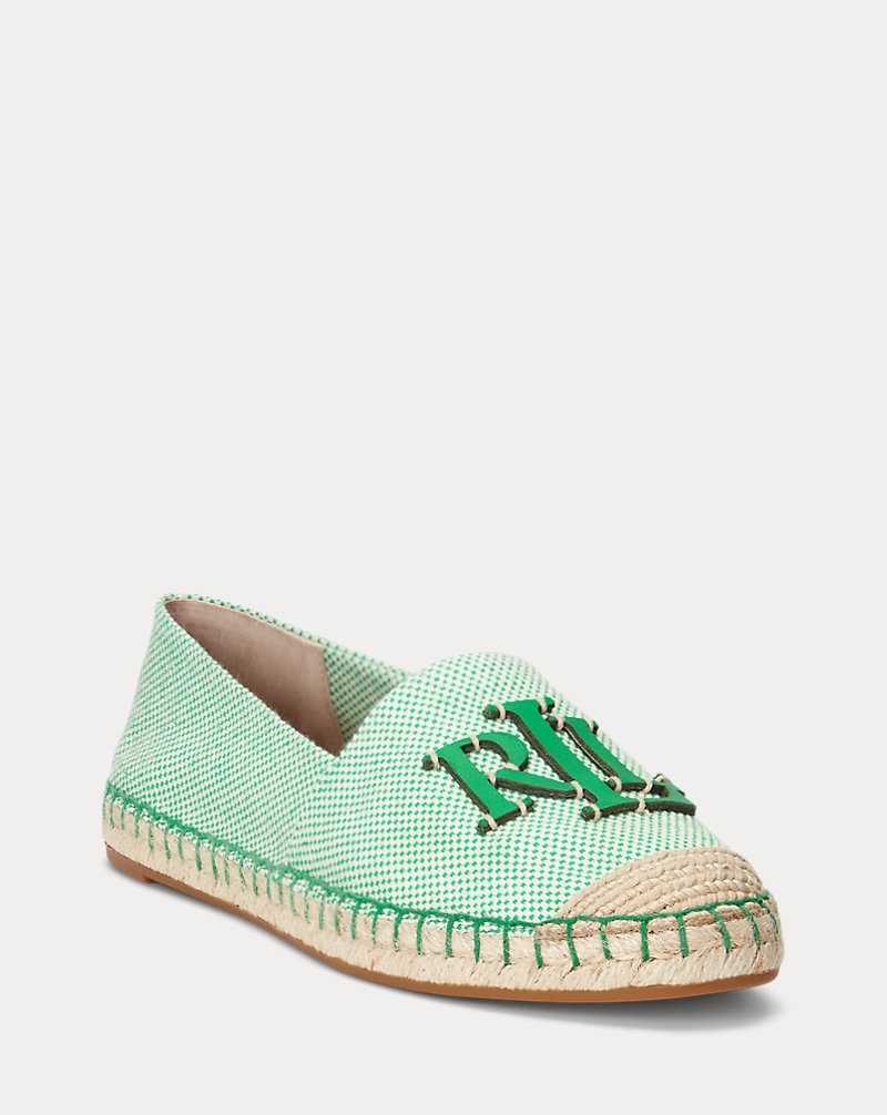 Zapatos Planos Ralph Lauren Cameryn III Canvas Leather Mujer Ntrl/Green Topaz/Green To | YPTDUHW-36 - vista 2