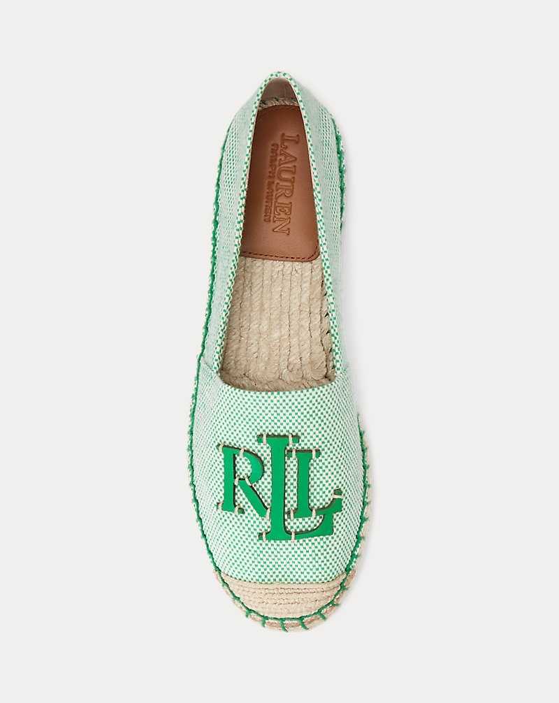 Zapatos Planos Ralph Lauren Cameryn III Canvas Leather Mujer Ntrl/Green Topaz/Green To | YPTDUHW-36 - vista 4