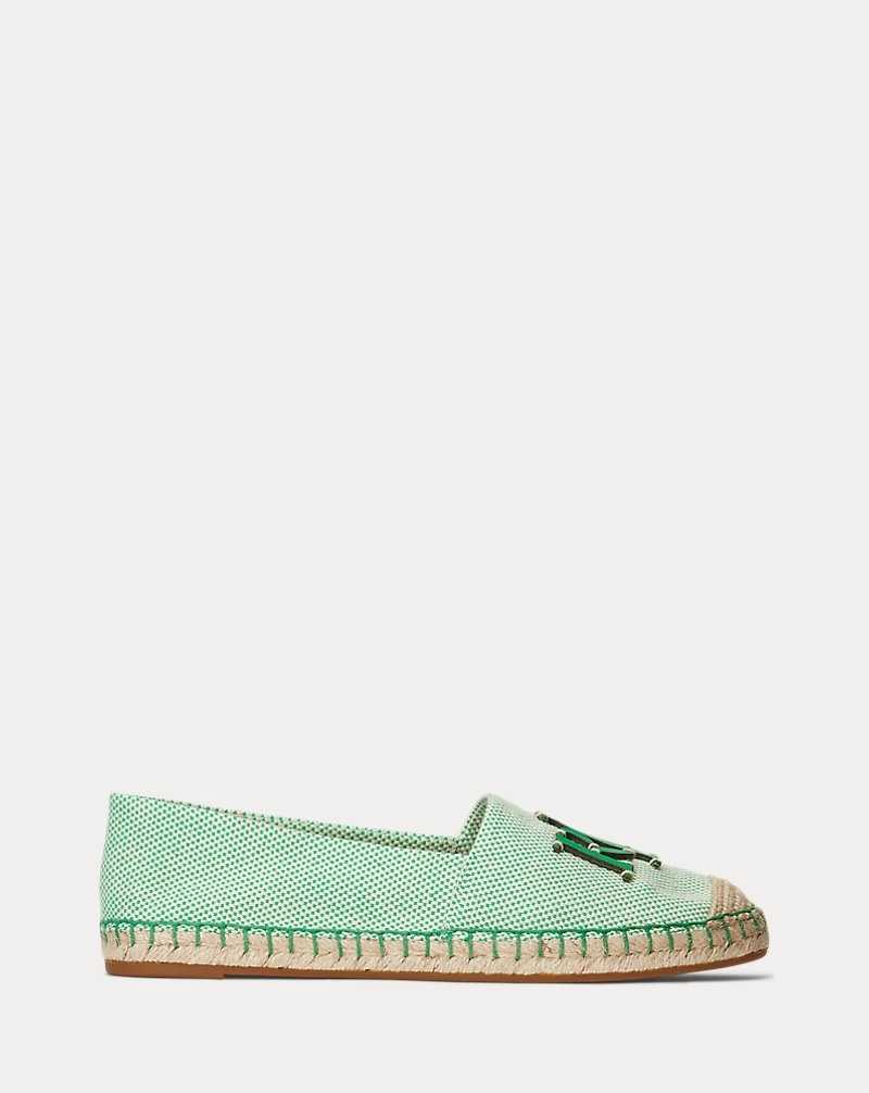 Zapatos Planos Ralph Lauren Cameryn III Canvas Leather Mujer Ntrl/Green Topaz/Green To | YPTDUHW-36 - vista 1