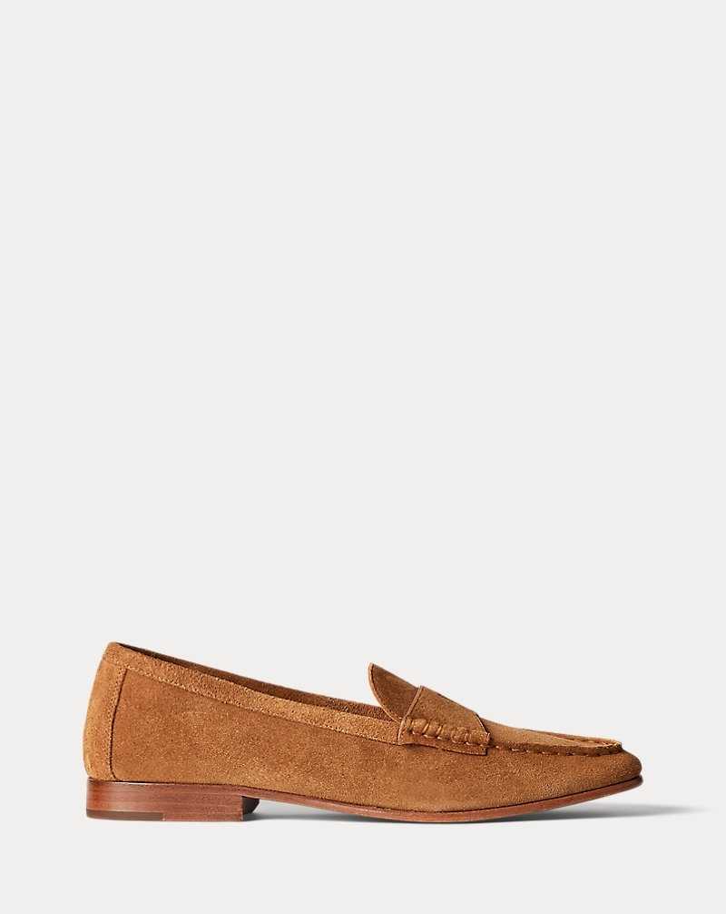 Zapatos Planos Ralph Lauren Embossed-Pony Suede Penny Loafer Mujer Pale Russet | CIRWAYD-46 - vista 1