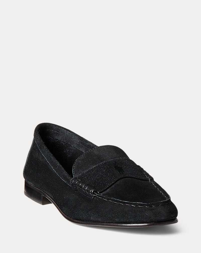 Zapatos Planos Ralph Lauren Embossed-Pony Suede Penny Loafer Mujer Negros | LVRGIMU-38 - vista 2