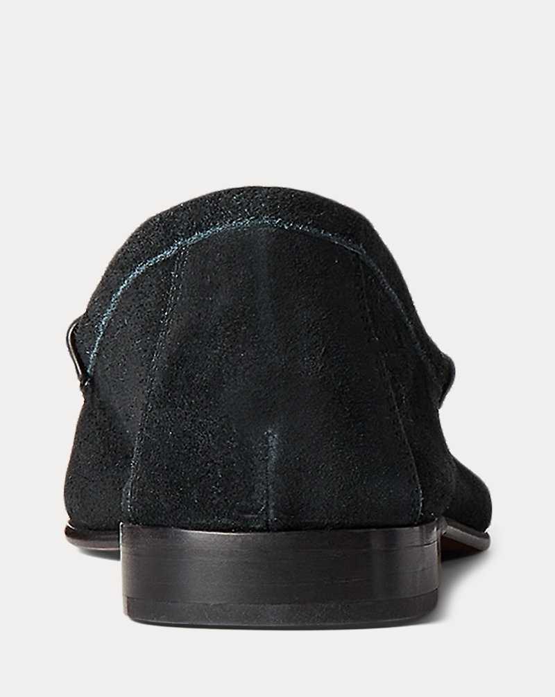 Zapatos Planos Ralph Lauren Embossed-Pony Suede Penny Loafer Mujer Negros | LVRGIMU-38 - vista 3
