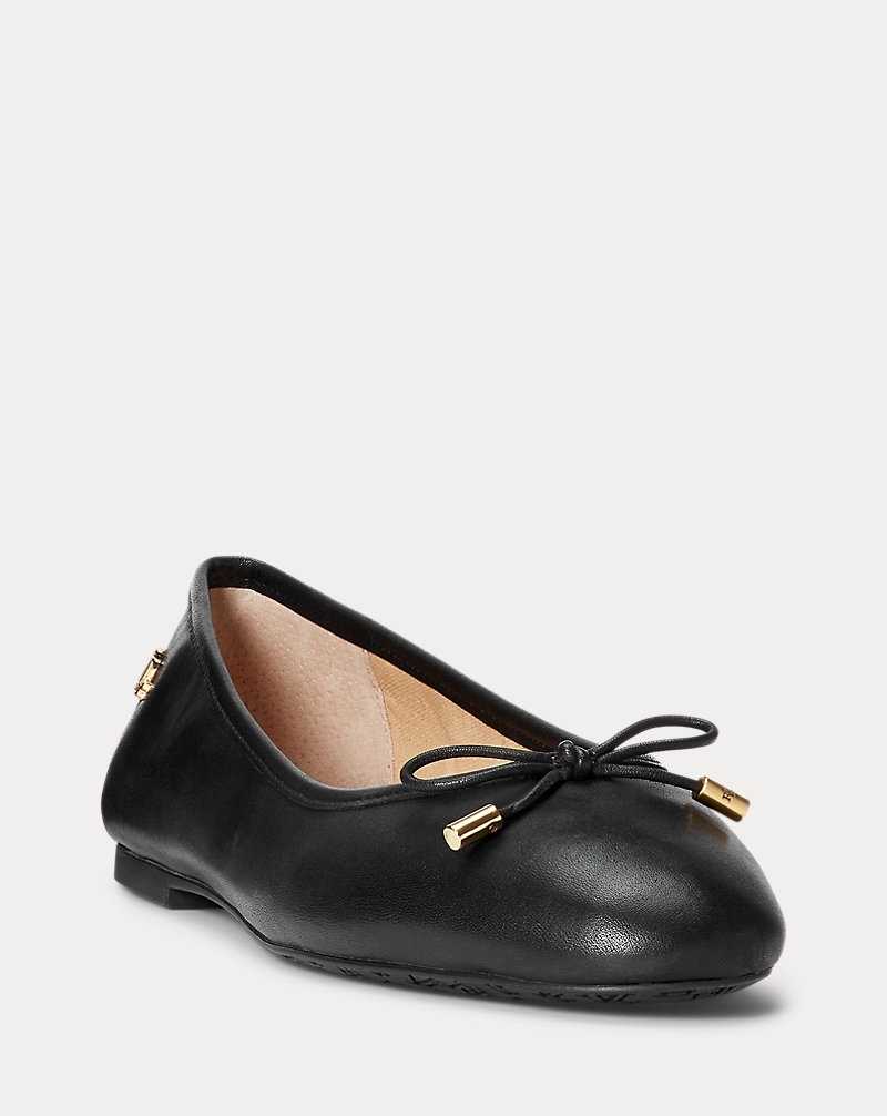 Zapatos Planos Ralph Lauren Jayna Leather Mujer Negros | ZJERNCF-02 - vista 2