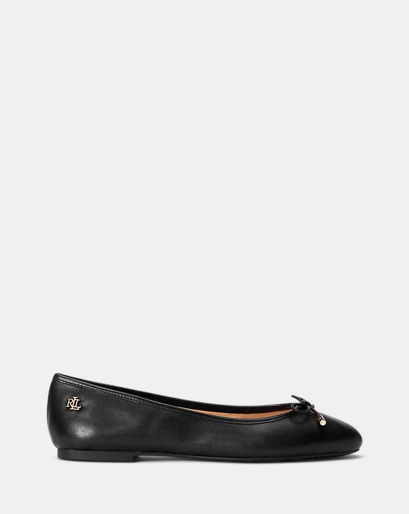 Zapatos Planos Ralph Lauren Jayna Leather Mujer Negros | ZJERNCF-02 - vista 1