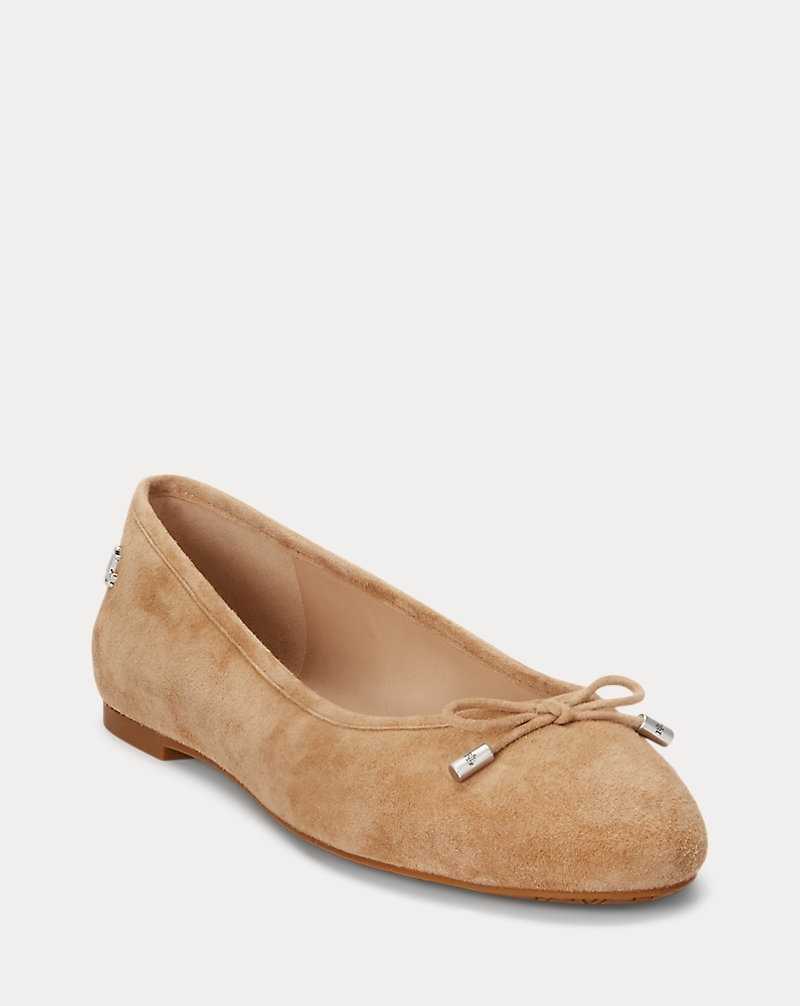 Zapatos Planos Ralph Lauren Jayna Suede Mujer Camel | EYIOFRX-49 - vista 2