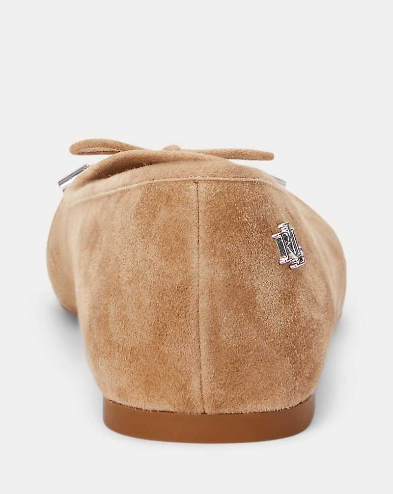 Zapatos Planos Ralph Lauren Jayna Suede Mujer Camel | EYIOFRX-49 - vista 3