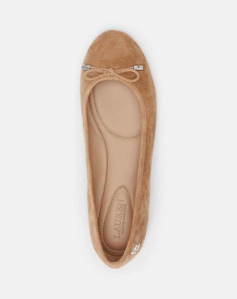 Zapatos Planos Ralph Lauren Jayna Suede Mujer Camel | EYIOFRX-49 - vista 4