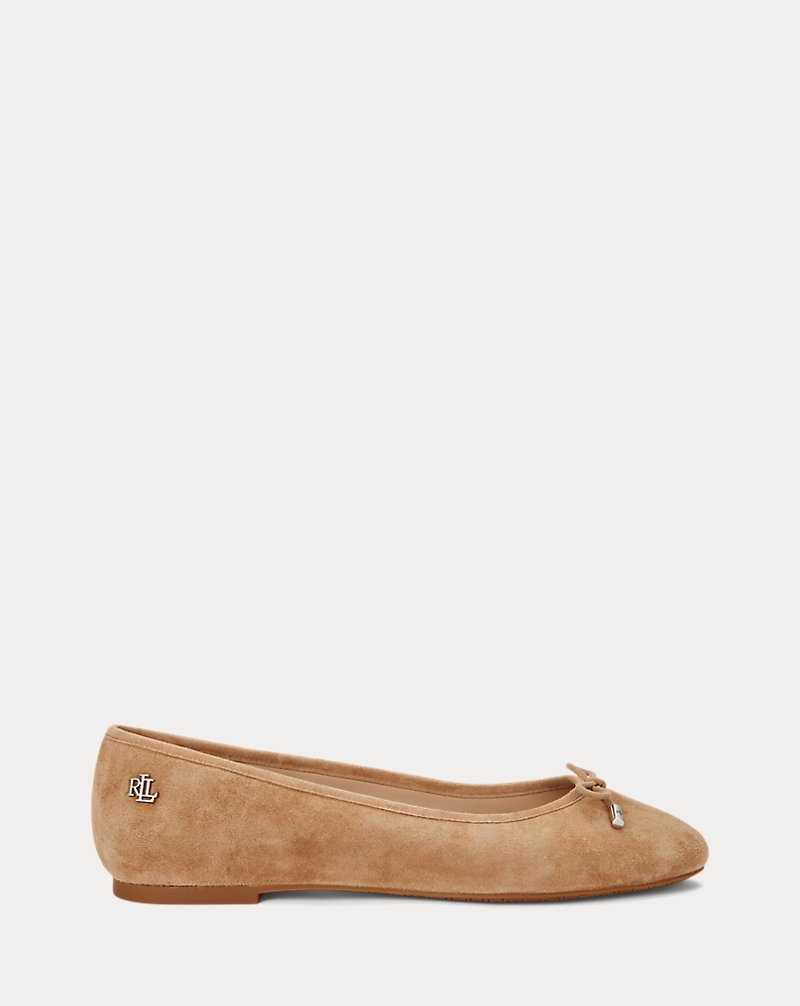 Zapatos Planos Ralph Lauren Jayna Suede Mujer Camel | EYIOFRX-49 - vista 1