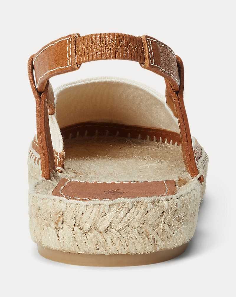 Zapatos Planos Ralph Lauren Leather-Trim Canvas Slingback Mujer Natural | RKNSITF-39 - vista 3