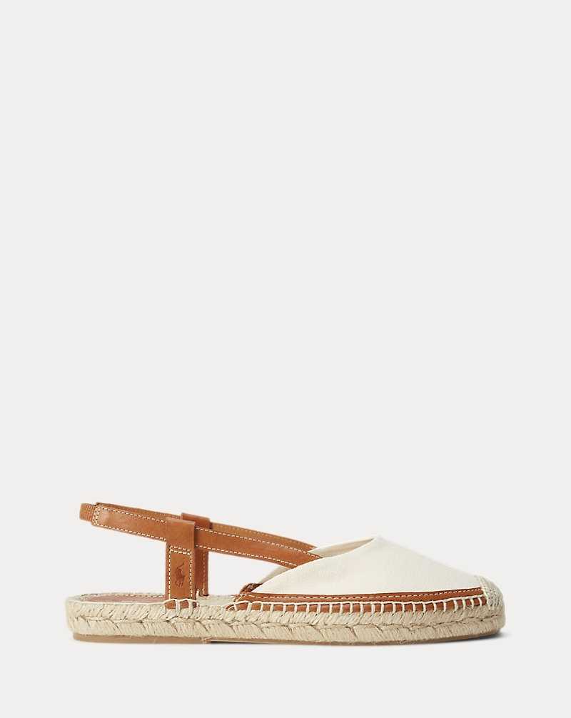 Zapatos Planos Ralph Lauren Leather-Trim Canvas Slingback Mujer Natural | RKNSITF-39 - vista 1