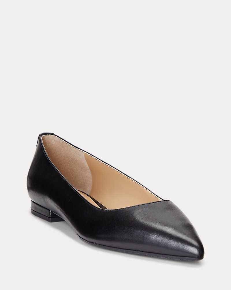 Zapatos Planos Ralph Lauren Londyn Burnished Leather Ballet Mujer Negros | DBATYSF-57 - vista 2