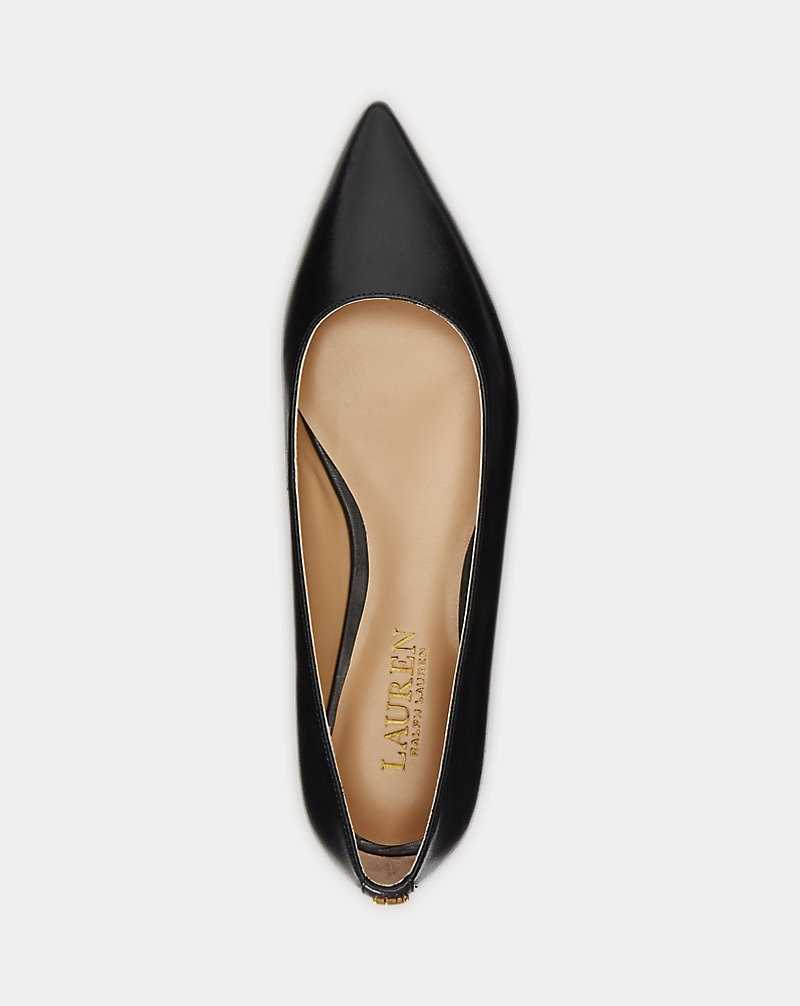 Zapatos Planos Ralph Lauren Londyn Burnished Leather Ballet Mujer Negros | DBATYSF-57 - vista 4