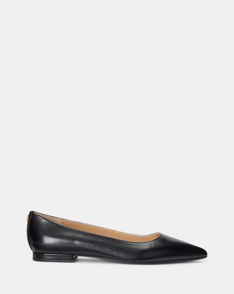 Zapatos Planos Ralph Lauren Londyn Burnished Leather Ballet Mujer Negros | DBATYSF-57 - vista 1