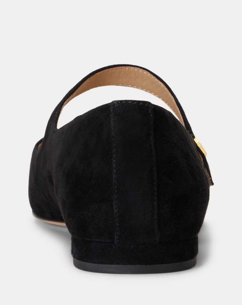 Zapatos Planos Ralph Lauren Londyn Suede Mary Jane Mujer Negros | FYVODZA-45 - vista 3