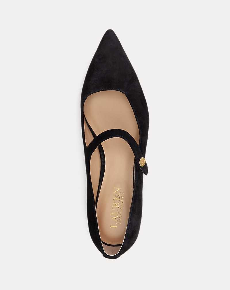 Zapatos Planos Ralph Lauren Londyn Suede Mary Jane Mujer Negros | FYVODZA-45 - vista 4