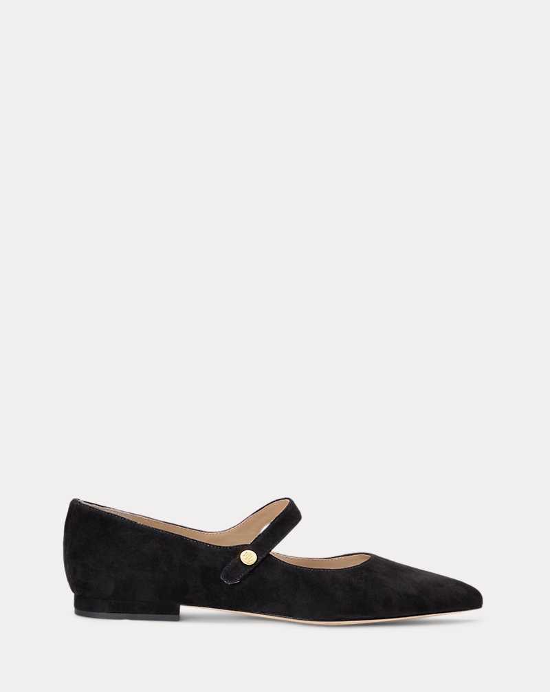 Zapatos Planos Ralph Lauren Londyn Suede Mary Jane Mujer Negros | FYVODZA-45 - vista 1
