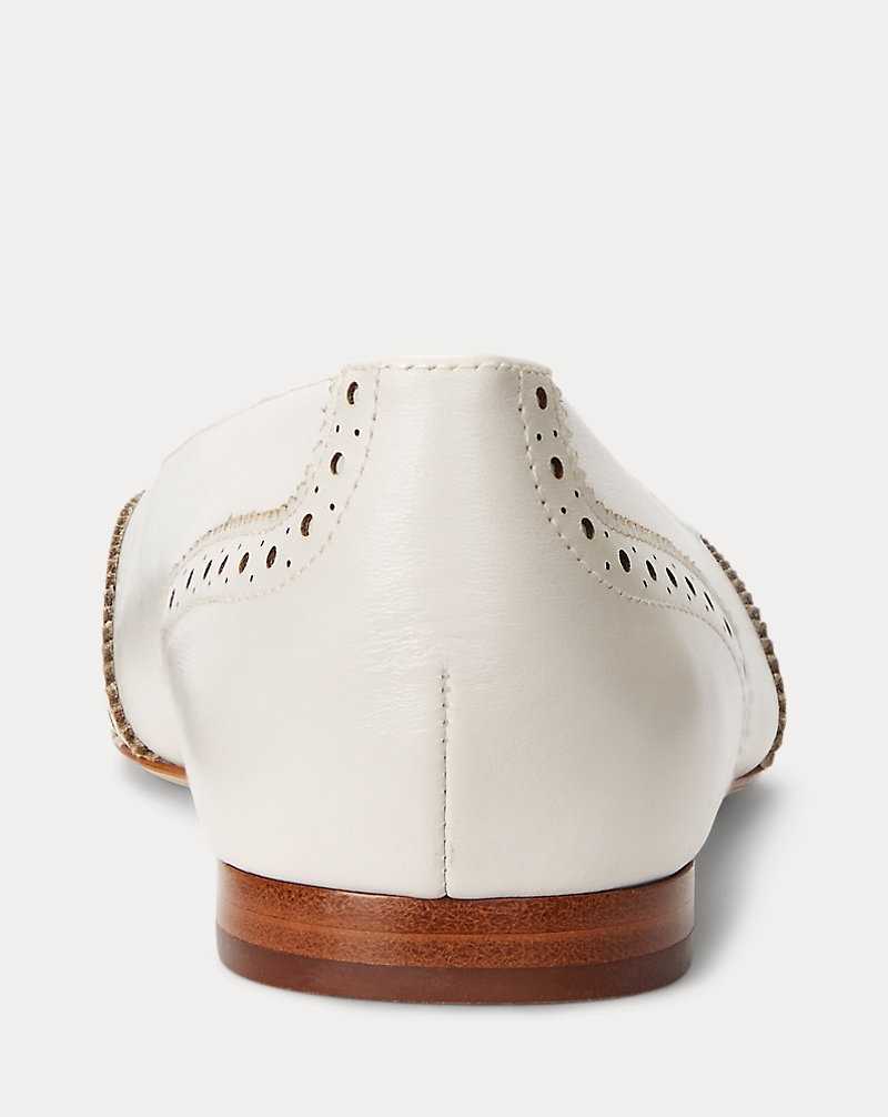 Zapatos Planos Ralph Lauren Loraine Nappa Leather Ballet Mujer Blancos | XHGWKDM-67 - vista 3