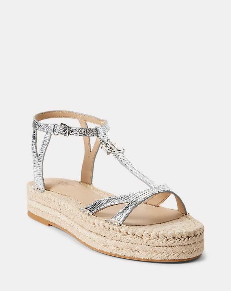 Zapatos Planos Ralph Lauren Payton Lizard-Embossed Mujer Plateados | MULFWVP-08 - vista 2