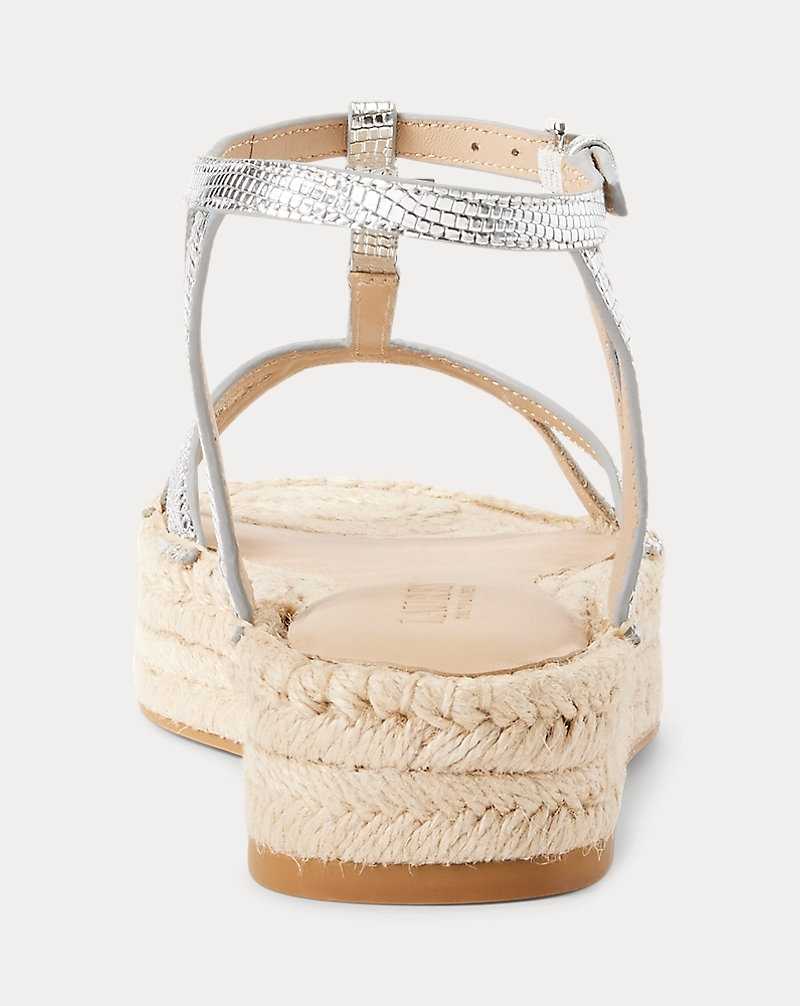 Zapatos Planos Ralph Lauren Payton Lizard-Embossed Mujer Plateados | MULFWVP-08 - vista 3
