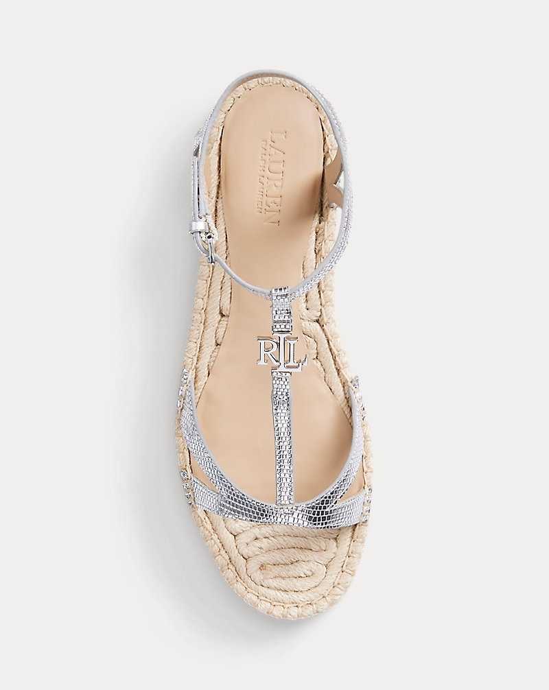 Zapatos Planos Ralph Lauren Payton Lizard-Embossed Mujer Plateados | MULFWVP-08 - vista 4
