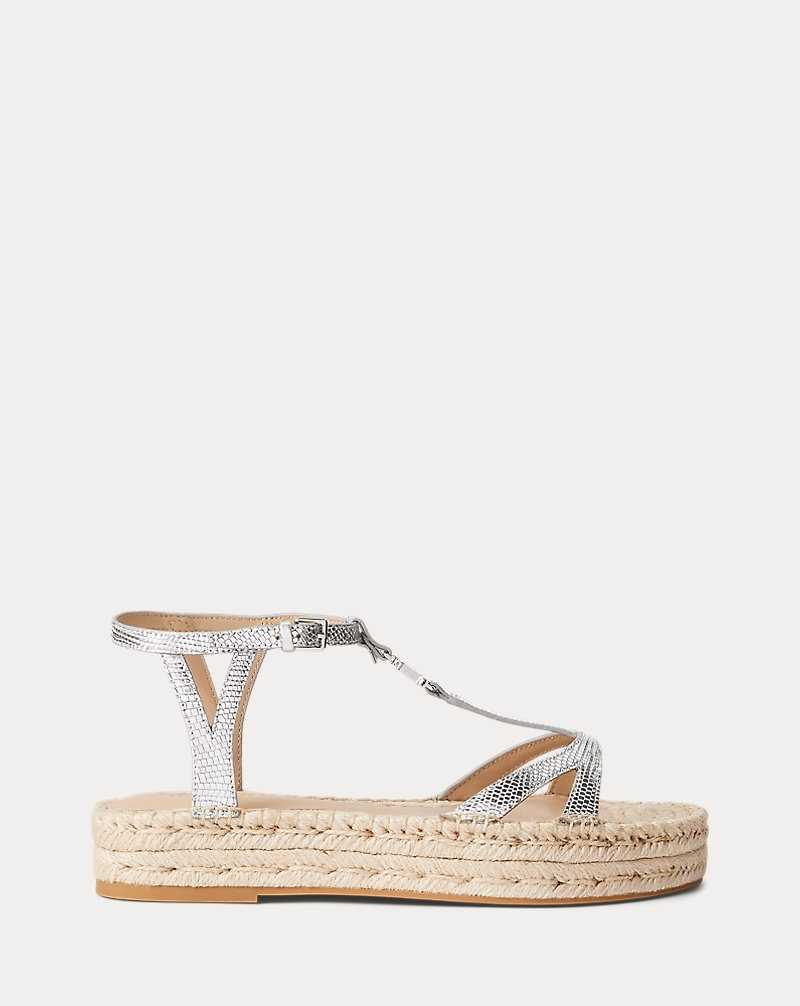 Zapatos Planos Ralph Lauren Payton Lizard-Embossed Mujer Plateados | MULFWVP-08 - vista 1