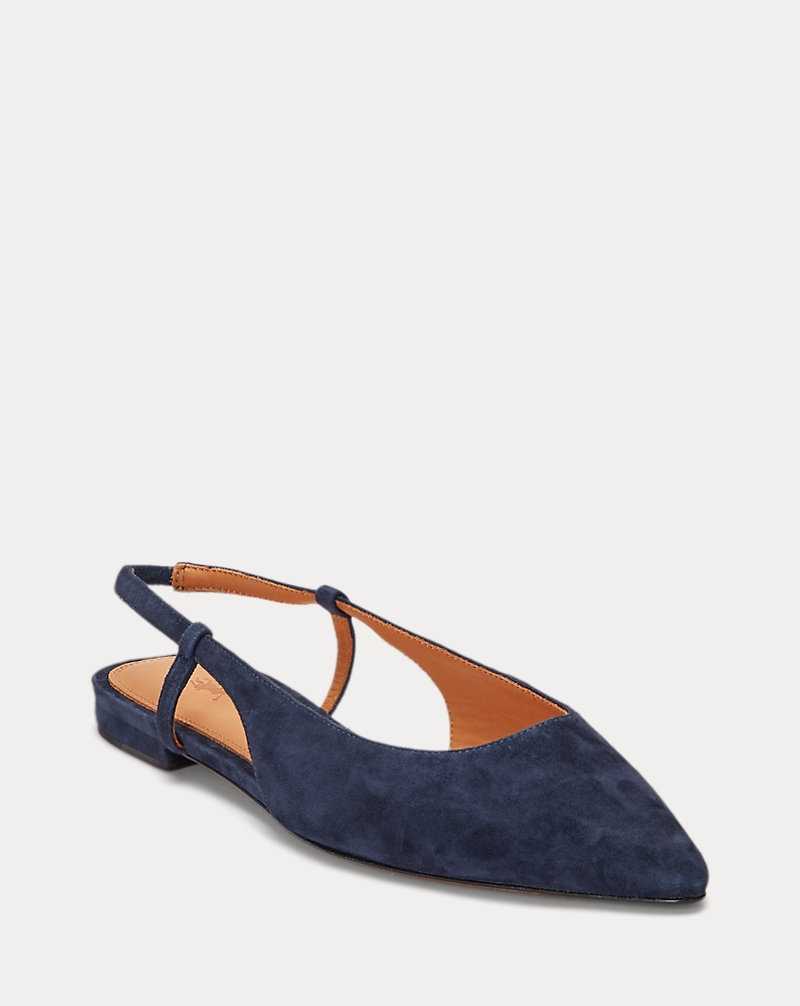 Zapatos Planos Ralph Lauren Suede Slingback Mujer Azul Marino | XLAYSOF-93 - vista 2