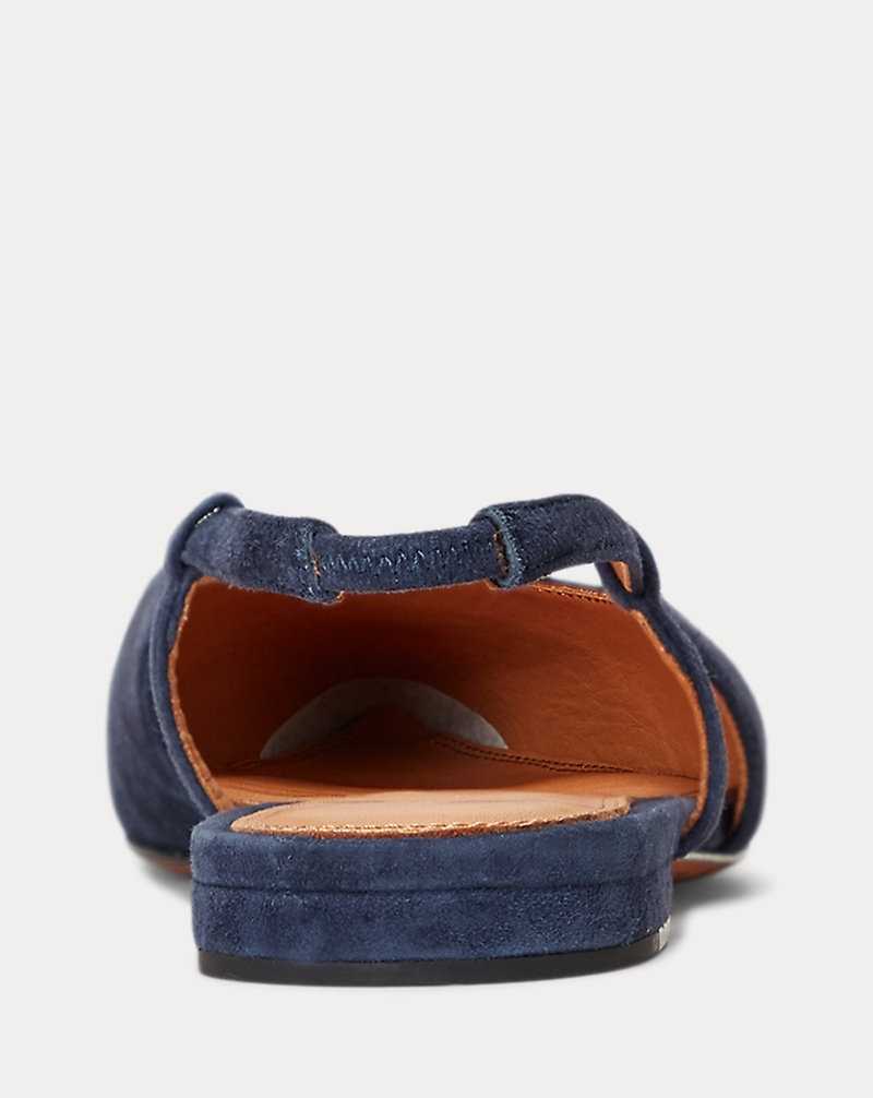 Zapatos Planos Ralph Lauren Suede Slingback Mujer Azul Marino | XLAYSOF-93 - vista 3