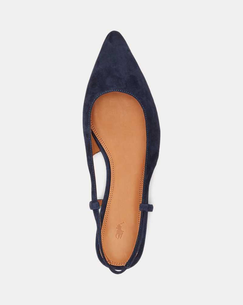 Zapatos Planos Ralph Lauren Suede Slingback Mujer Azul Marino | XLAYSOF-93 - vista 4
