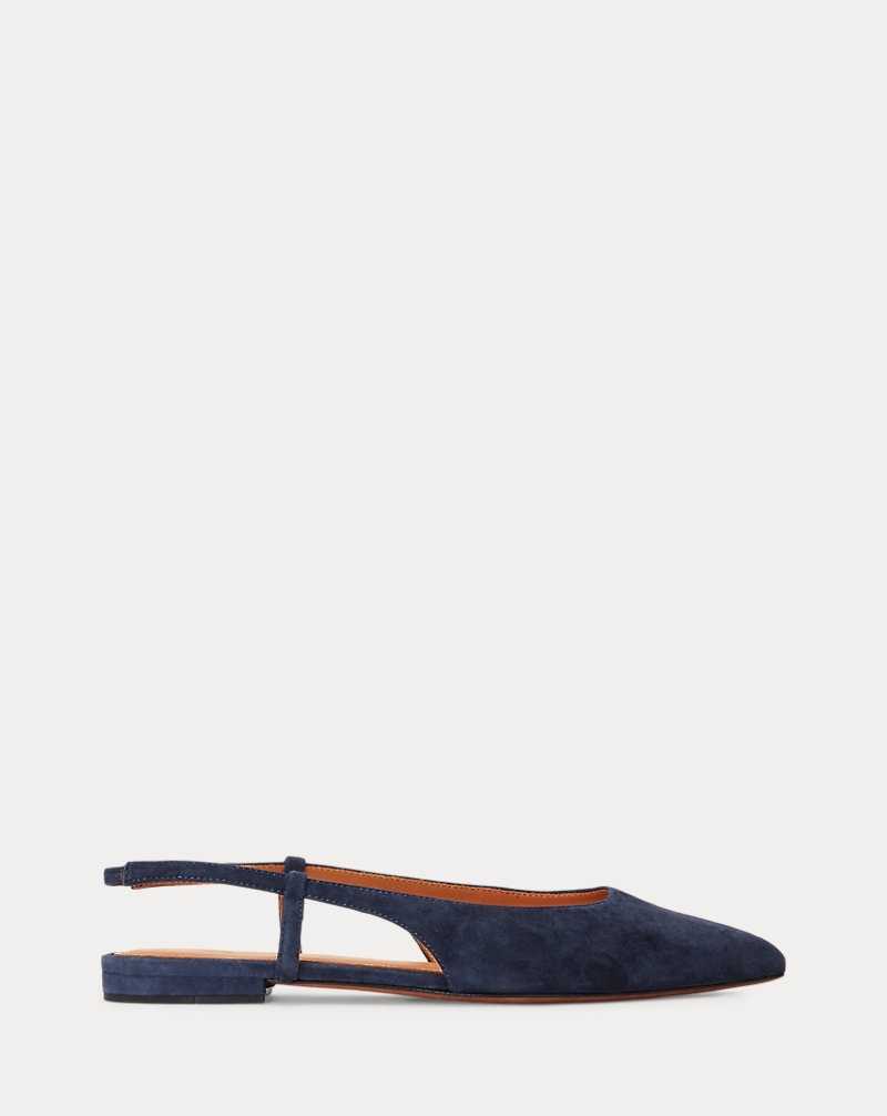 Zapatos Planos Ralph Lauren Suede Slingback Mujer Azul Marino | XLAYSOF-93 - vista 1