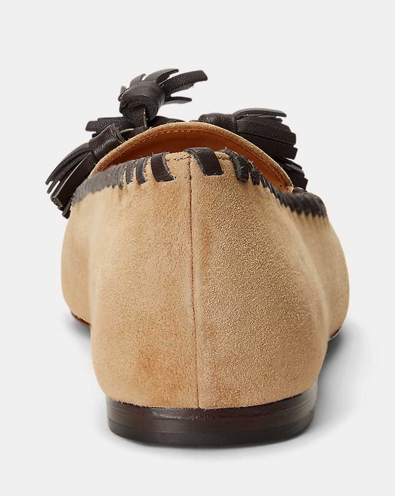 Zapatos Planos Ralph Lauren Two-Tone Tasselled Suede Loafer Mujer Tan | WAKYIQC-12 - vista 3