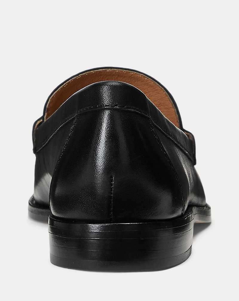 Zapatos Planos Ralph Lauren Wynnie Burnished Leather Loafer Mujer Negros | HGFBNUE-89 - vista 3