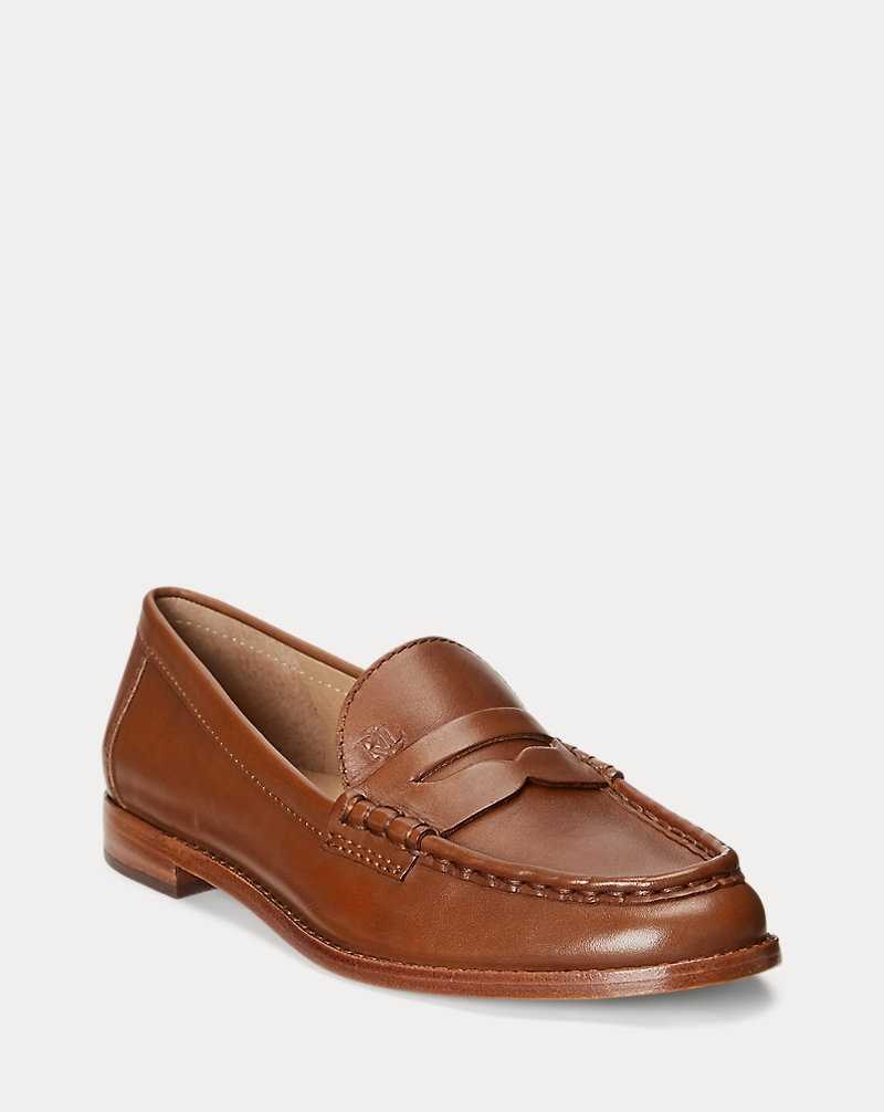 Zapatos Planos Ralph Lauren Wynnie Burnished Leather Loafer Mujer Azules | ZBLINMQ-52 - vista 2