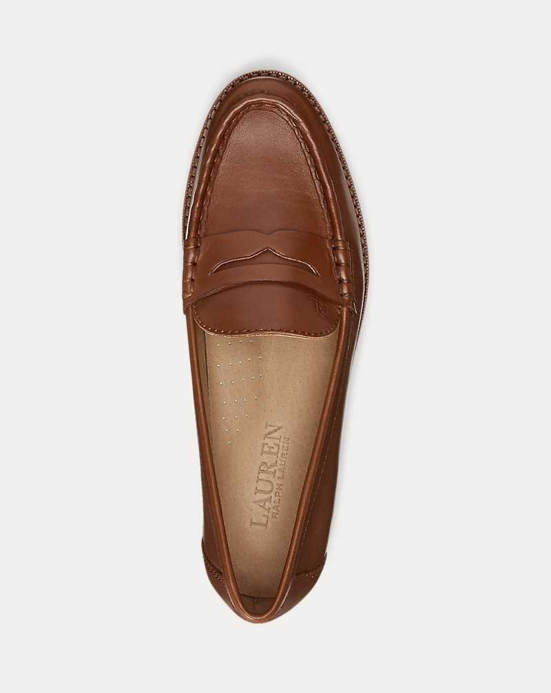 Zapatos Planos Ralph Lauren Wynnie Burnished Leather Loafer Mujer Azules | ZBLINMQ-52 - vista 4