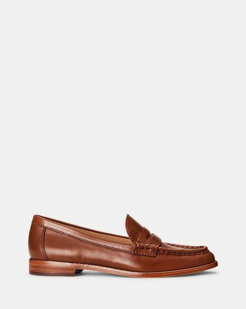 Zapatos Planos Ralph Lauren Wynnie Burnished Leather Loafer Mujer Azules | ZBLINMQ-52 - vista 1
