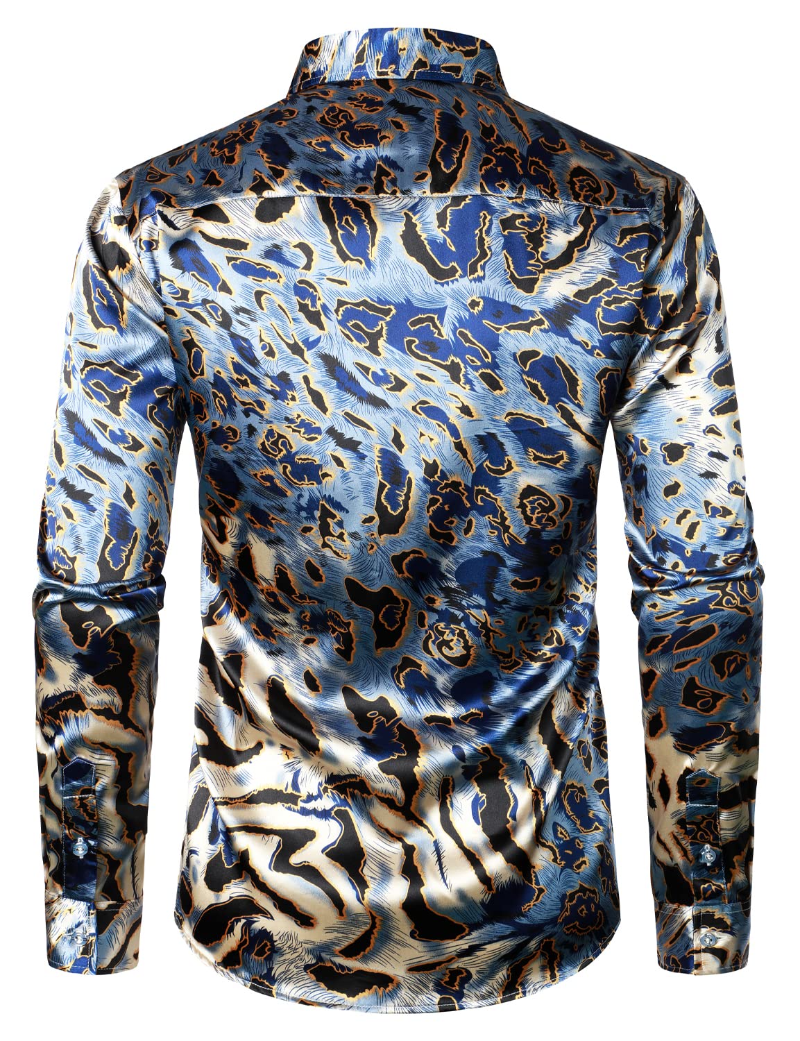 Camisa de vestir Leopard vintage de manga larga Button Up para hombre