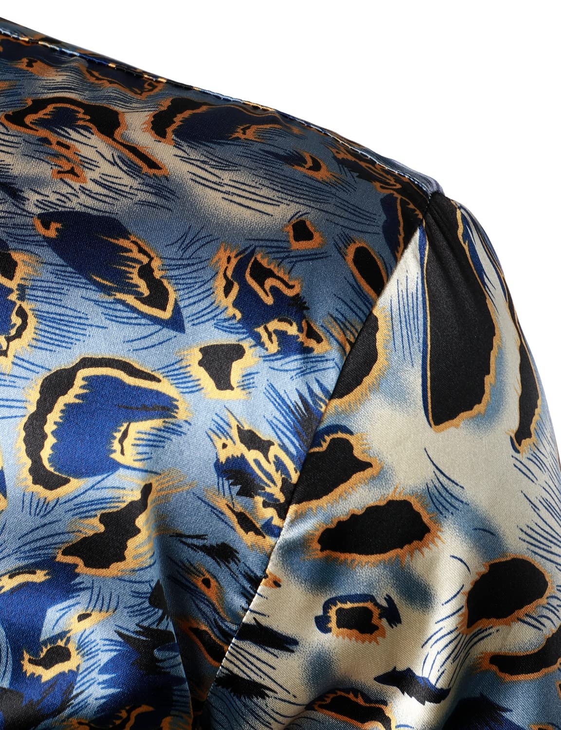 Camisa de vestir Leopard vintage de manga larga Button Up para hombre