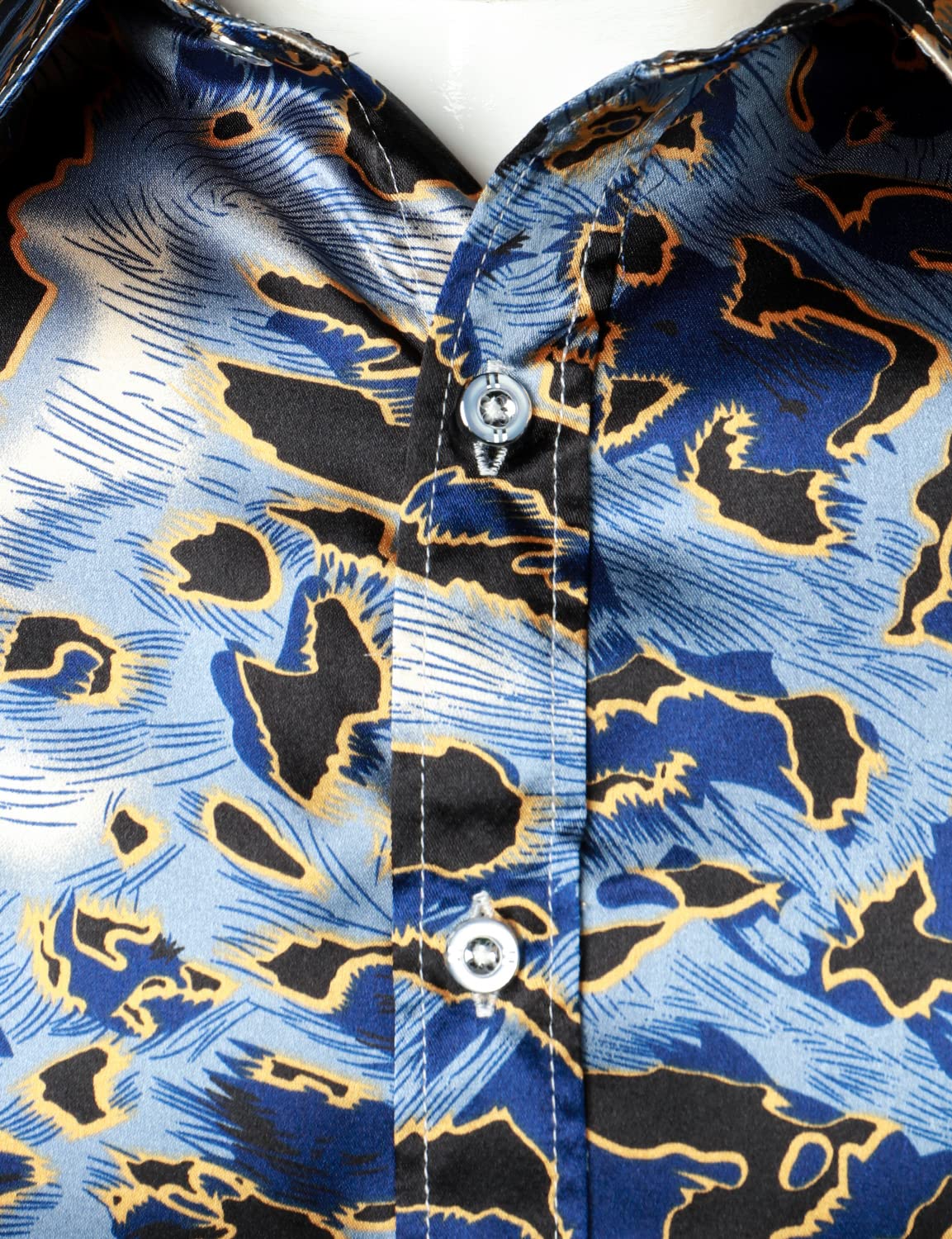 Camisa de vestir Leopard vintage de manga larga Button Up para hombre