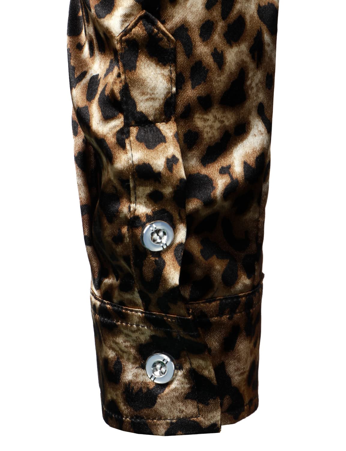 Camisa retro Leopard Button Up Brown de manga larga para hombre