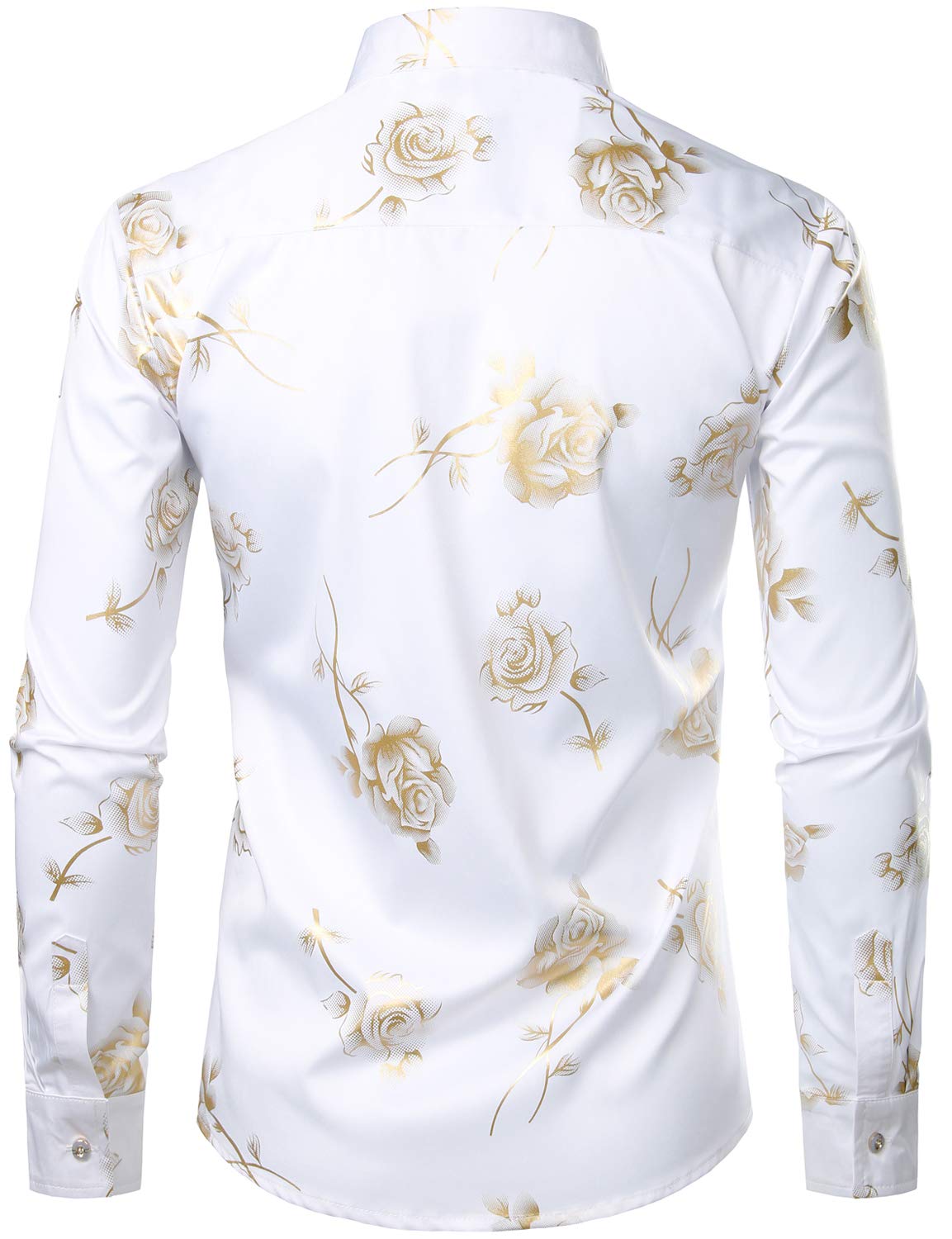 Camisa de vestir casual Yellow Rose floral estampado Button Up de manga larga para hombre