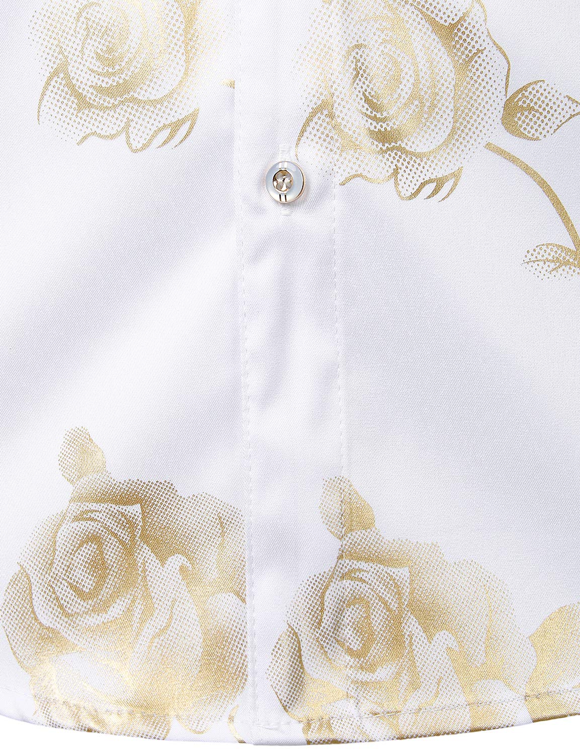 Camisa de vestir casual Yellow Rose floral estampado Button Up de manga larga para hombre
