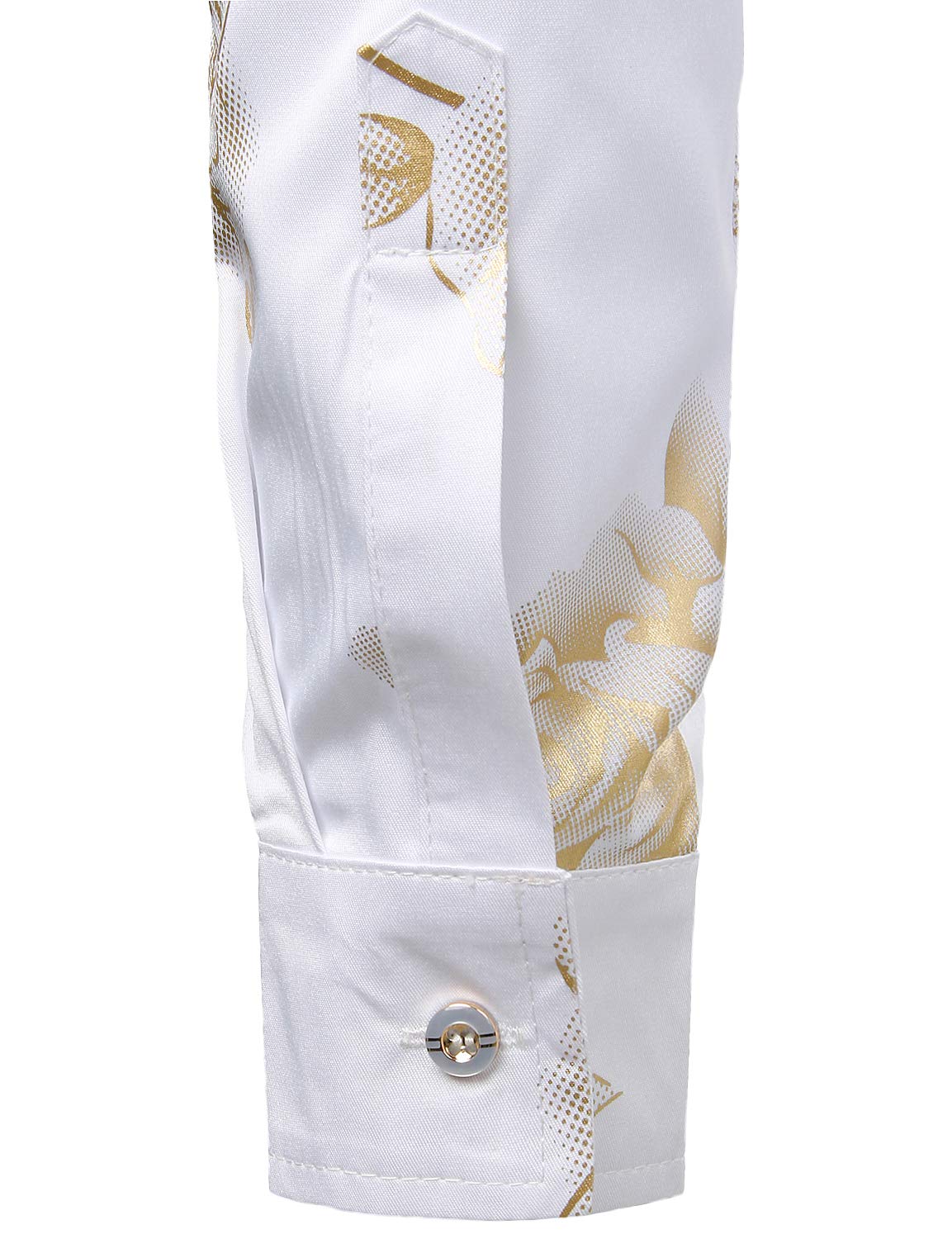Camisa de vestir casual Yellow Rose floral estampado Button Up de manga larga para hombre