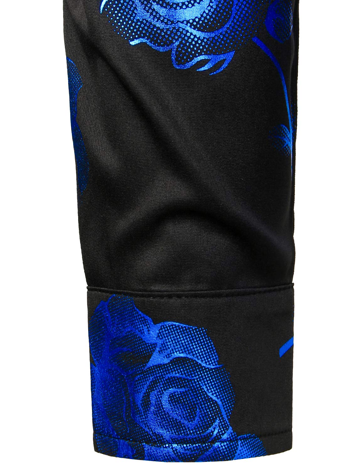 Camisa de vestir Blue Rose floral estampado de manga larga Button Up para hombre