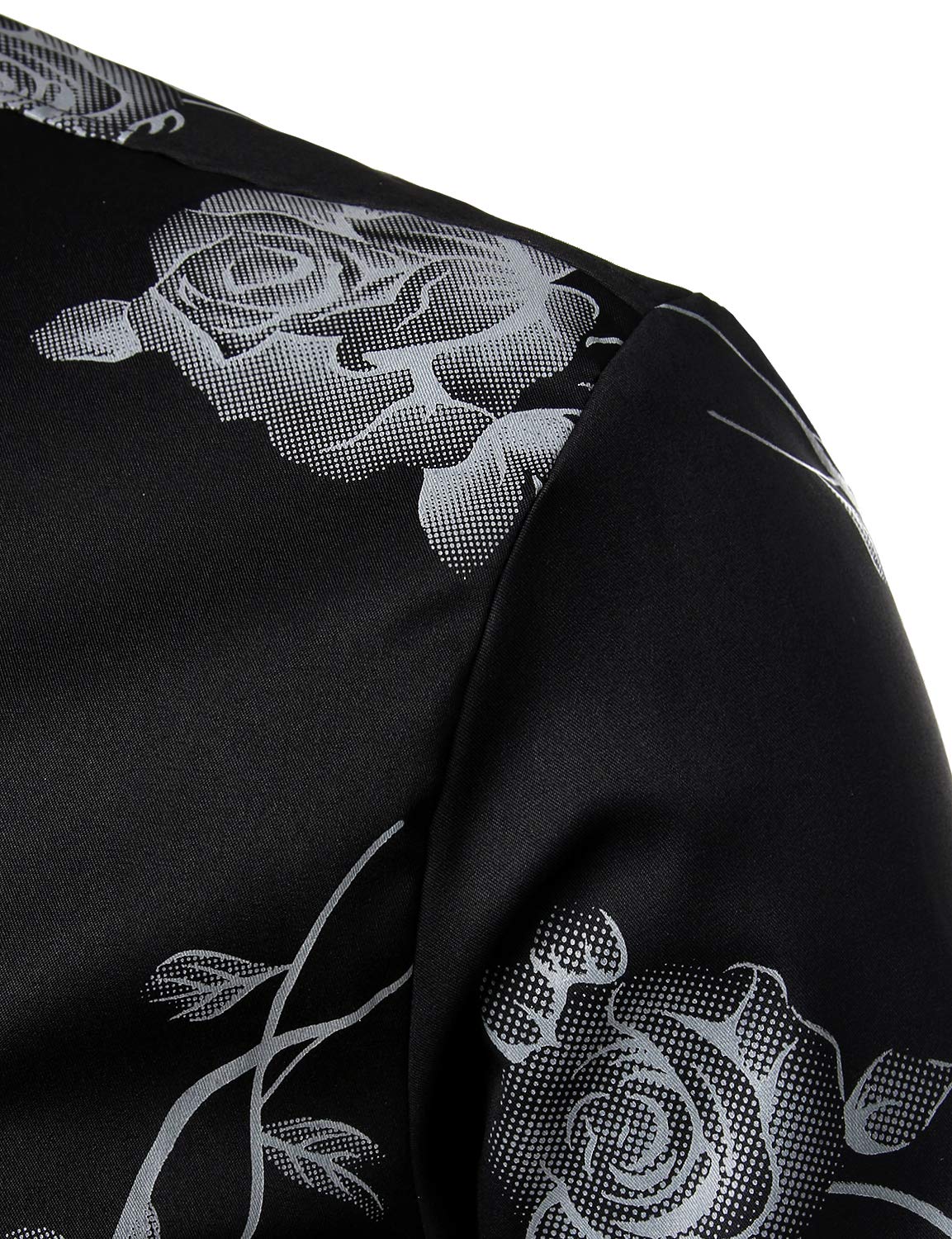 Camisa de vestir Rose floral estampado Button Up casual de manga larga para hombre