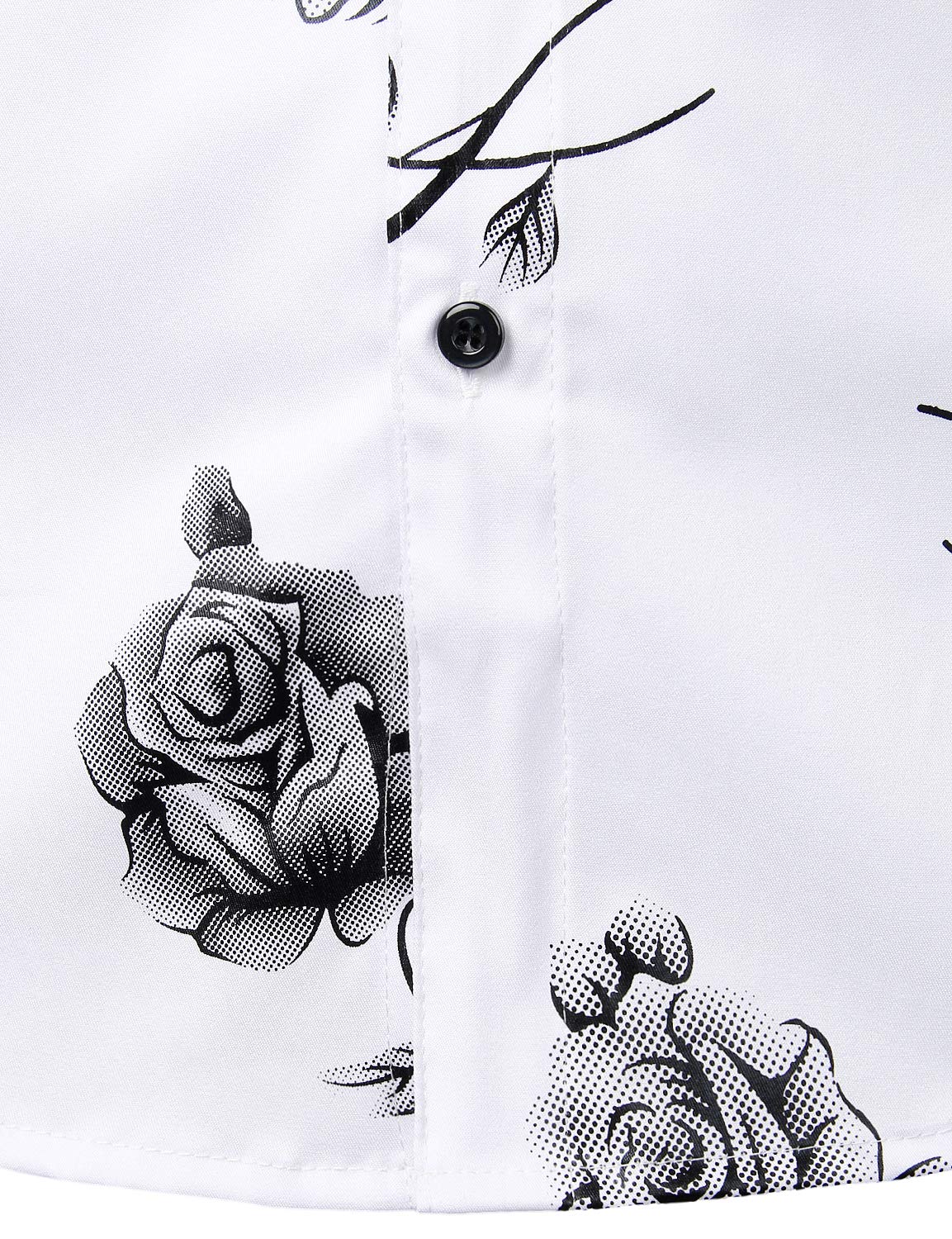 Camisa casual Rose floral estampado Button Up de manga larga para hombre