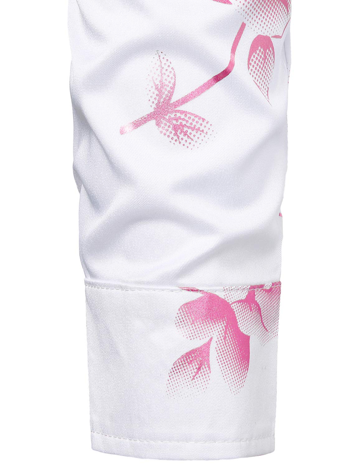 Camisa de vestir casual Pink Rose floral estampado Button Up de manga larga para hombre