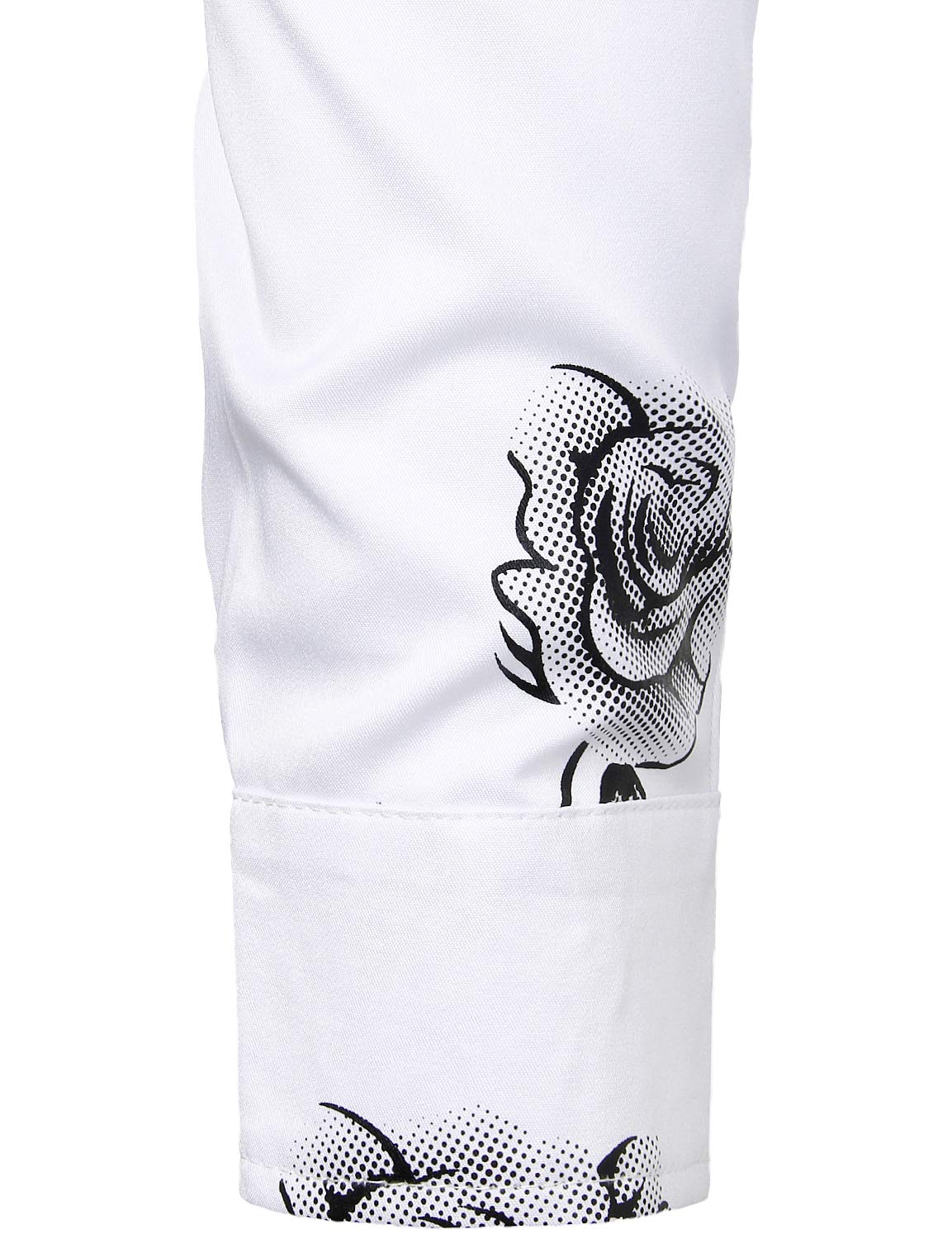 Camisa casual Rose floral estampado Button Up de manga larga para hombre