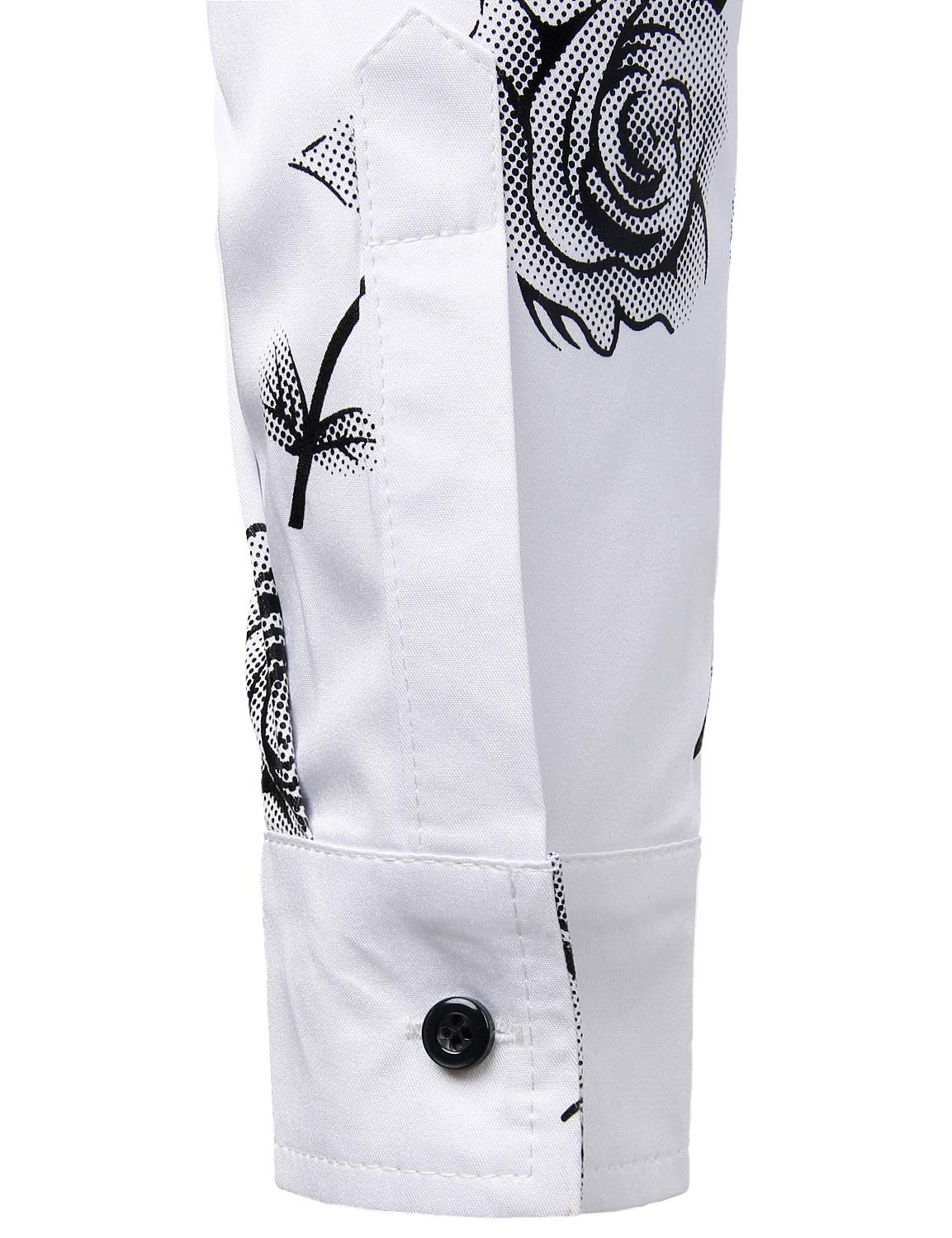 Camisa casual Rose floral estampado Button Up de manga larga para hombre