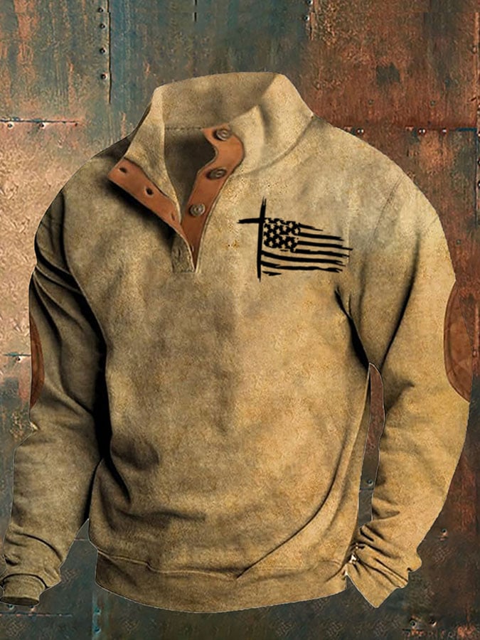 Sudadera Aintage Faith Flag estampado para hombre