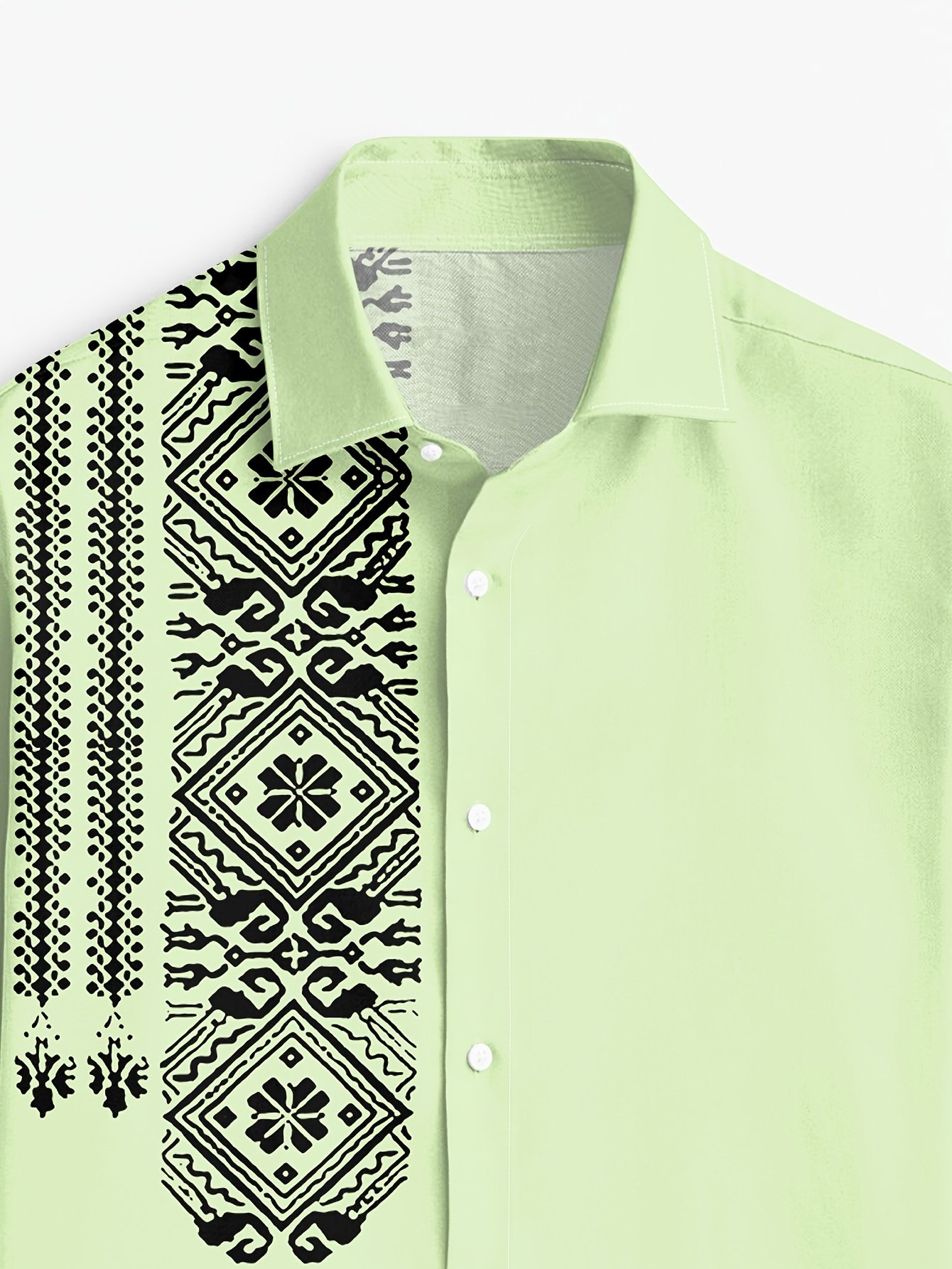 Camisa Street Style ejecutivo casual Ethnic estampado de manga larga para hombre