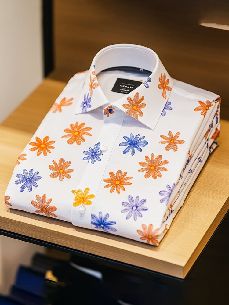 Camisa casual estampado de manga larga para hombre